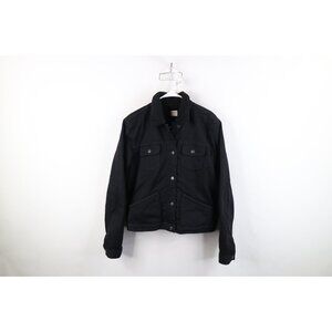 Vintage Y2K Gap Womens XL Deep Pile Fleece Lined Denim Trucker Jacket Black